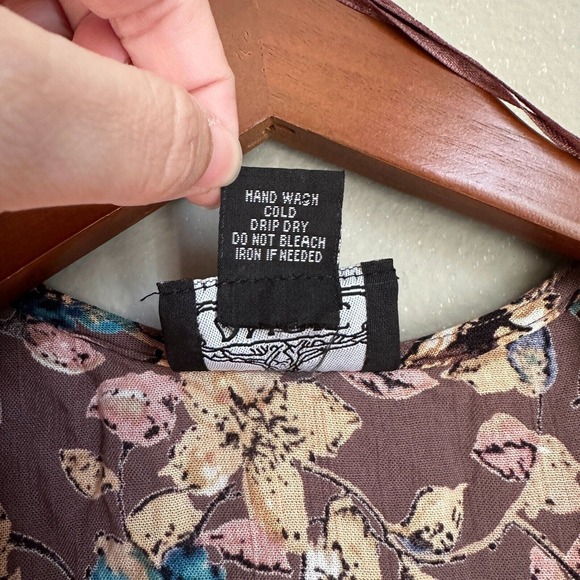 Angie Open Front Short Sleeve Rayon Kimono Cardigan Purple Boho Floral Women's M - Picture 7 of 8